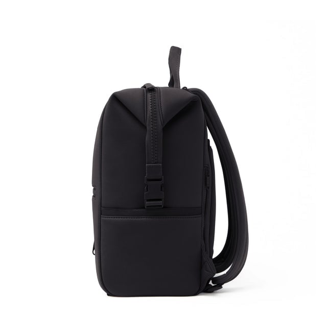 Dagne Dover Large Indi Diaper Backpack in onyx seen from the side.