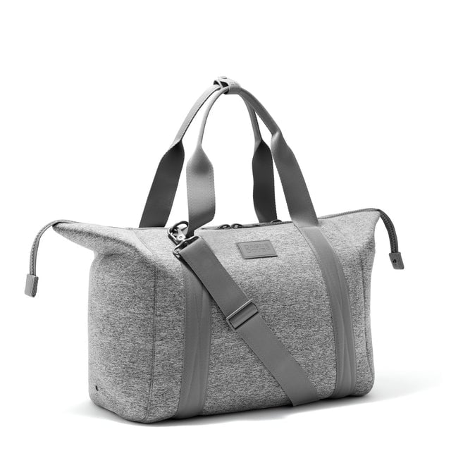 Large Landon Carryall in grey with zippers unbuckled