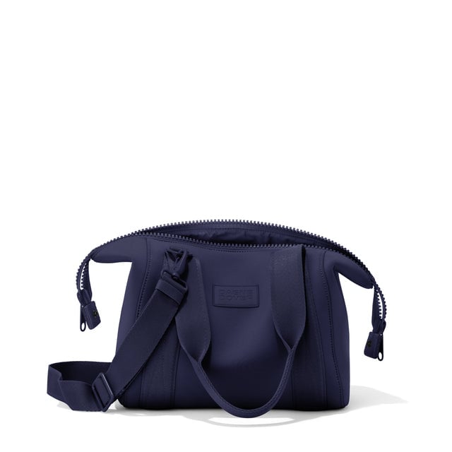 Small Landon Carryall in navy blue unzipped