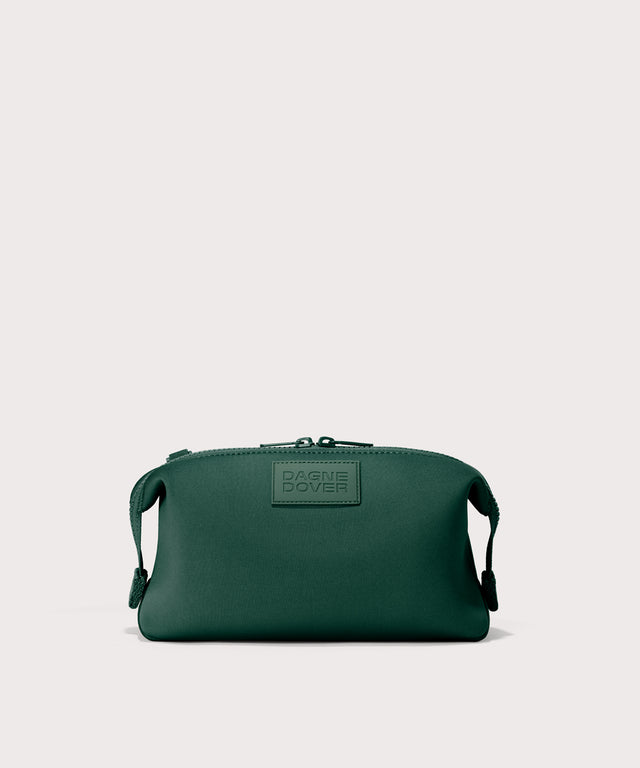 Hunter Large toiletry bag in a saturated, jewel-toned deep green with bold blue undertones