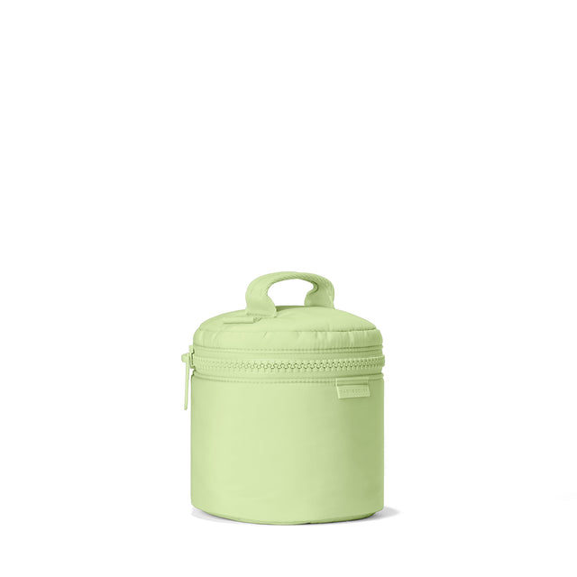Dagne Dover small Mila Toiletry Pouch in matcha green seen from an angle.