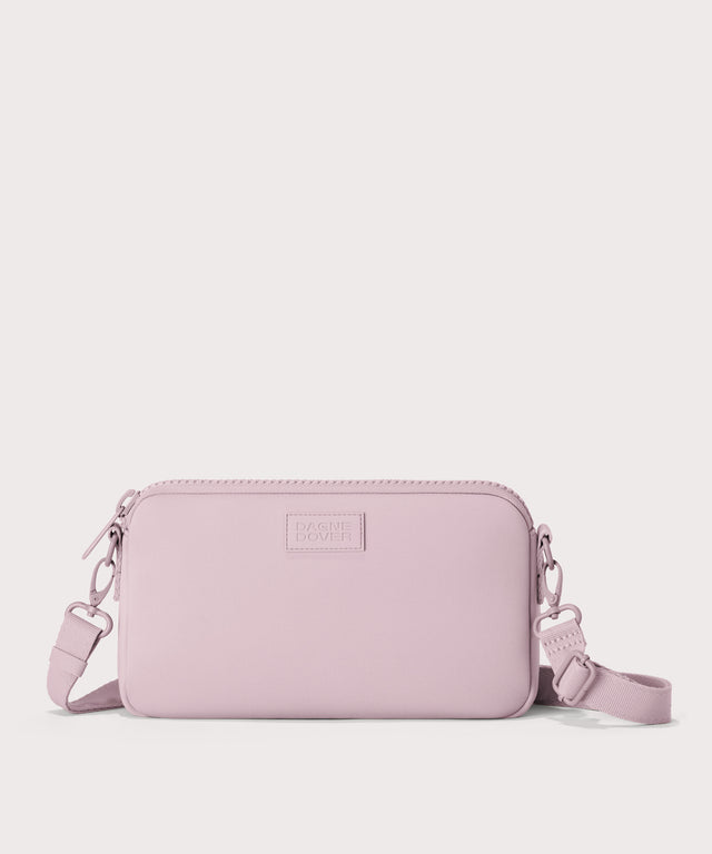 Nora shoulder bag in a cool, powdery pink with soft grey undertones.
