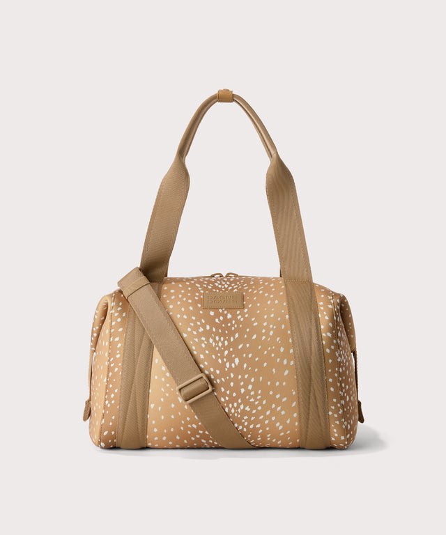 Medium Landon Carryall in an understated, neutral fawn print with a range of rich browns