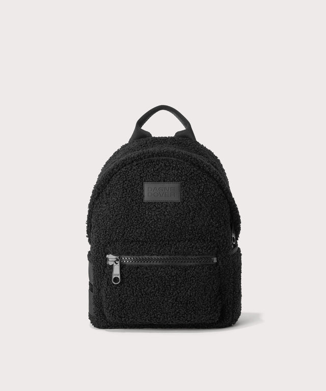 Dakota Small backpack pack in a black In a  Faux Shearling  a soft, wool-like plush made with recycled materials