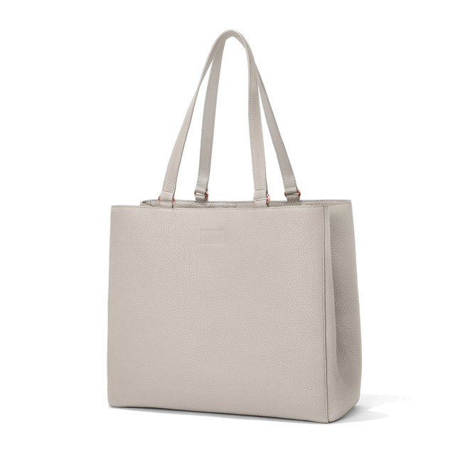 Dagne Dover large Allyn Tote in grey seen from an angle.