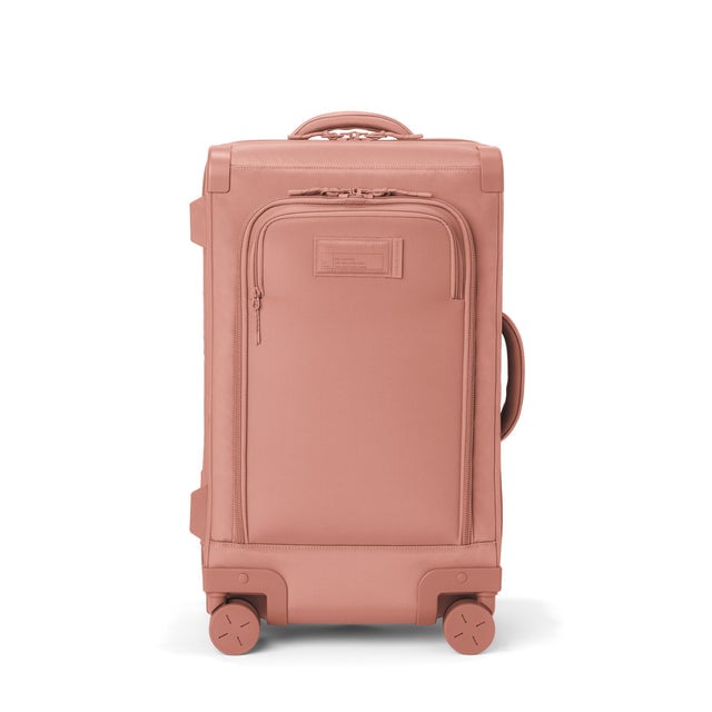Front view of Seattle carry-on rolling luggage 23.5” in warm dust