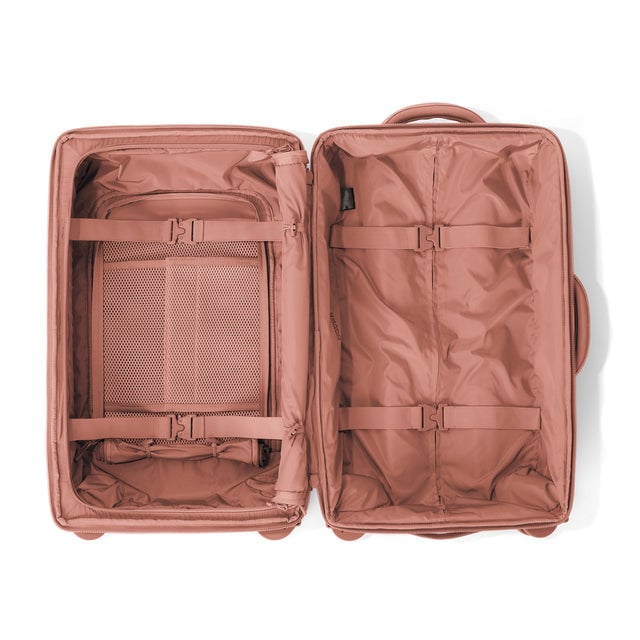 Top down of Seattle carry-on rolling luggage 23.5” in warm dust 