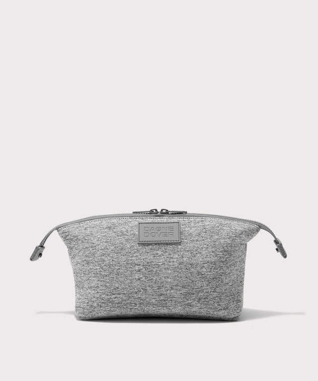 Dagne Dover Large Hunter Toiletry Bag in grey with sides unclipped.