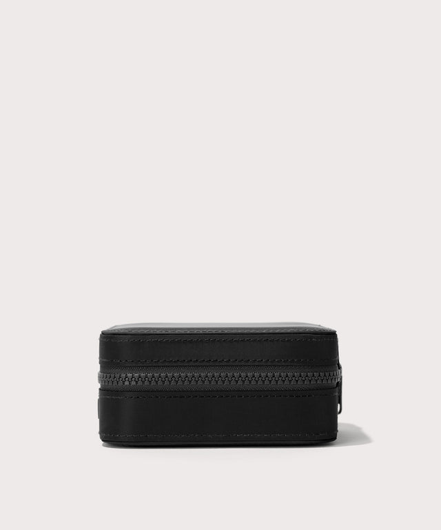 Dagne Dover Large Frankie Jewelry Case in black seen from a side.