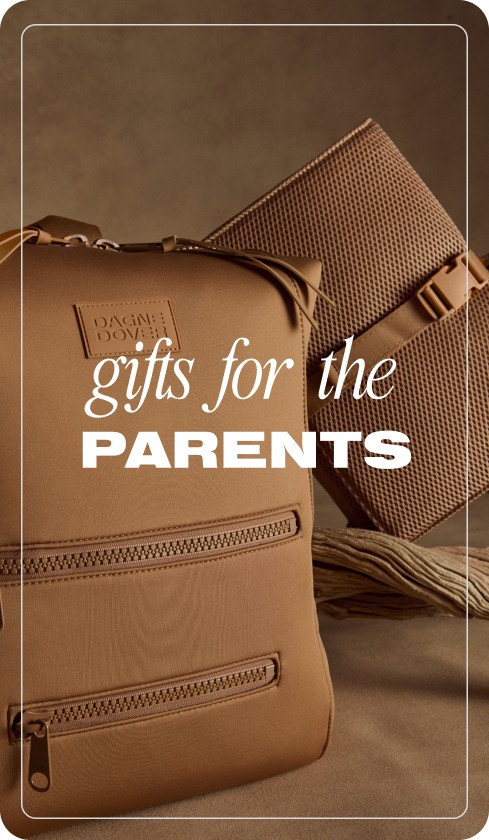 Brown bag with text 'gifts for the parents' on a brown background