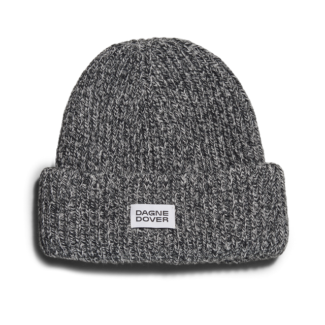 Chunky Knit Beanie in Onyx Marble