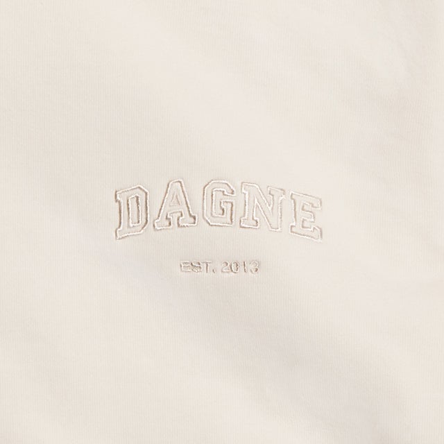 Dagne Dover Sweatpants logo closeup in moonbeam.