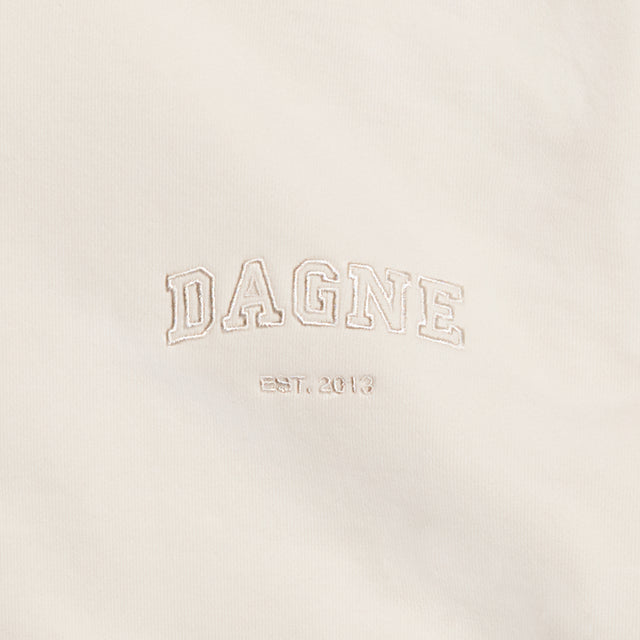 Dagne Dover Sweatpants logo closeup in moonbeam.