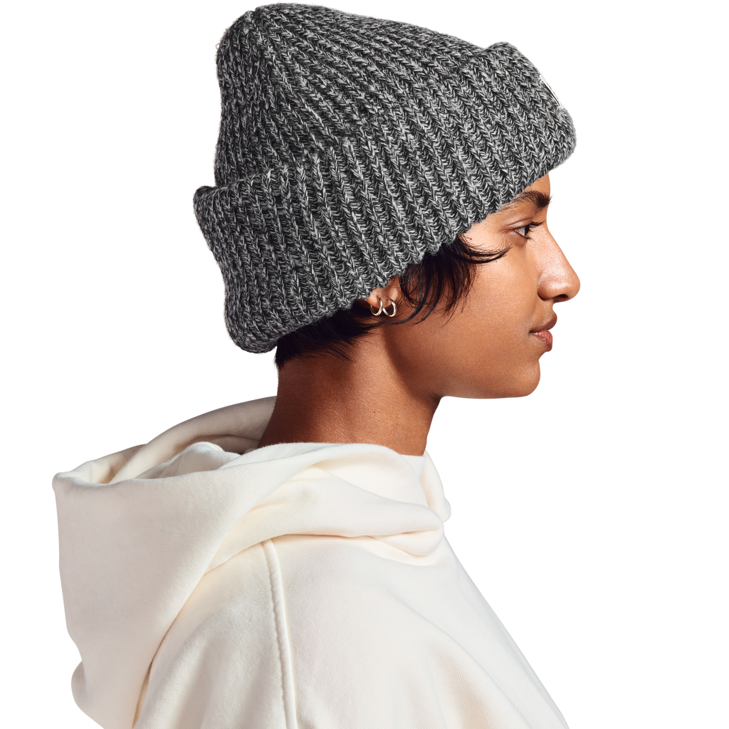 Chunky Knit Beanie in Onyx Marble