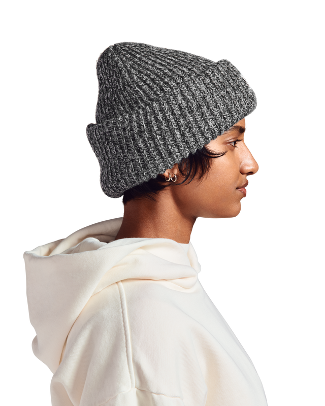 Chunky Knit Beanie in Onyx Marble