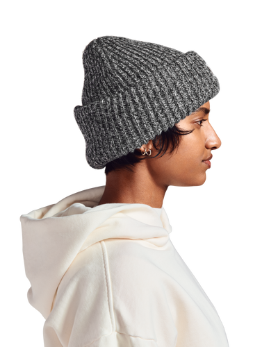 Chunky Knit Beanie in Onyx Marble