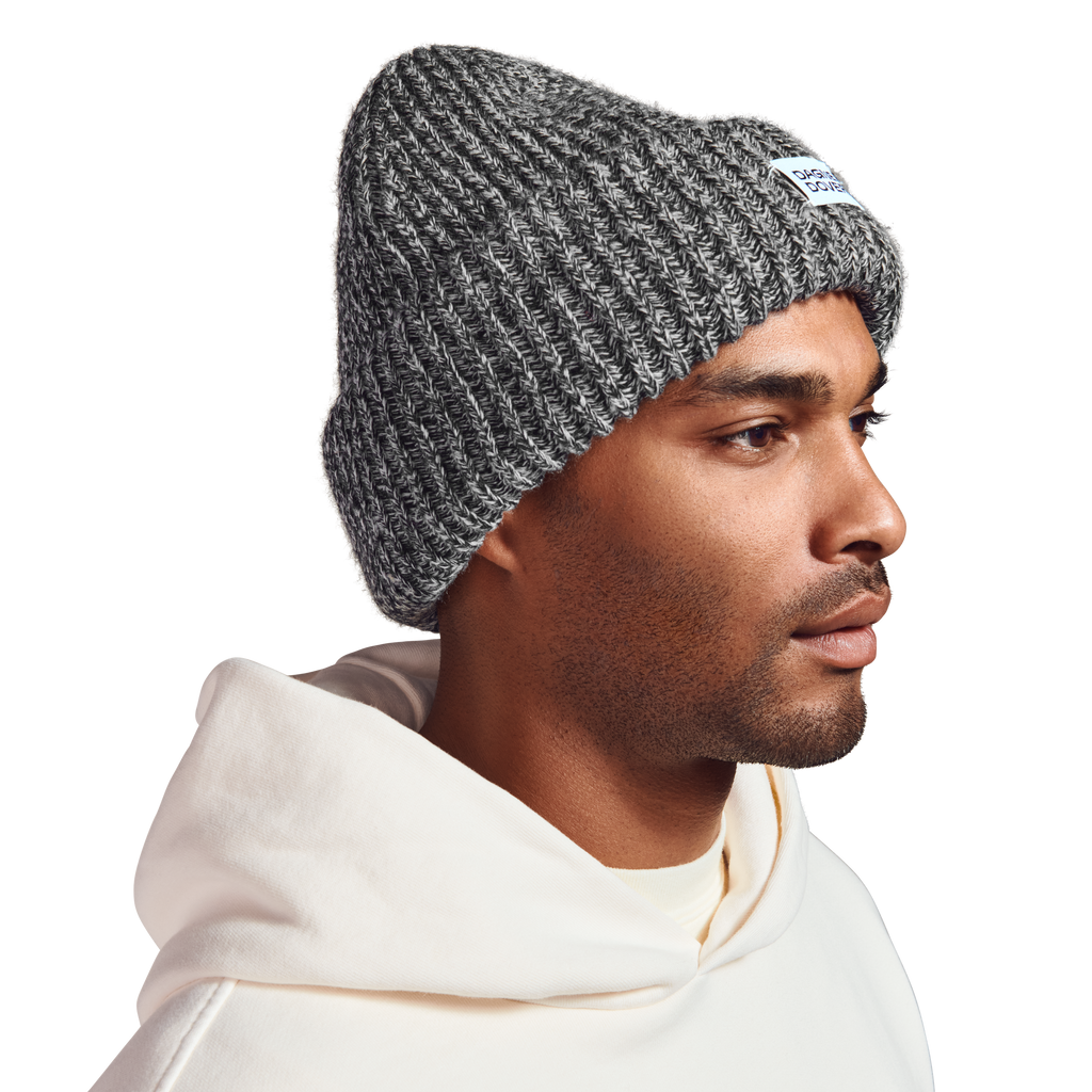 Chunky Knit Beanie in Onyx Marble