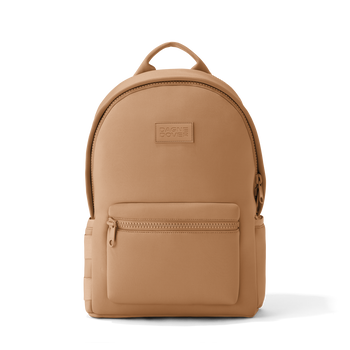 Dagne Dover large Dakota Neoprene Backpack in camel brown. NoPDP