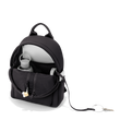 hover - Dagne Dover small Dakota Neoprene Backpack in black unzipped, revealing the interior air mesh pockets.
