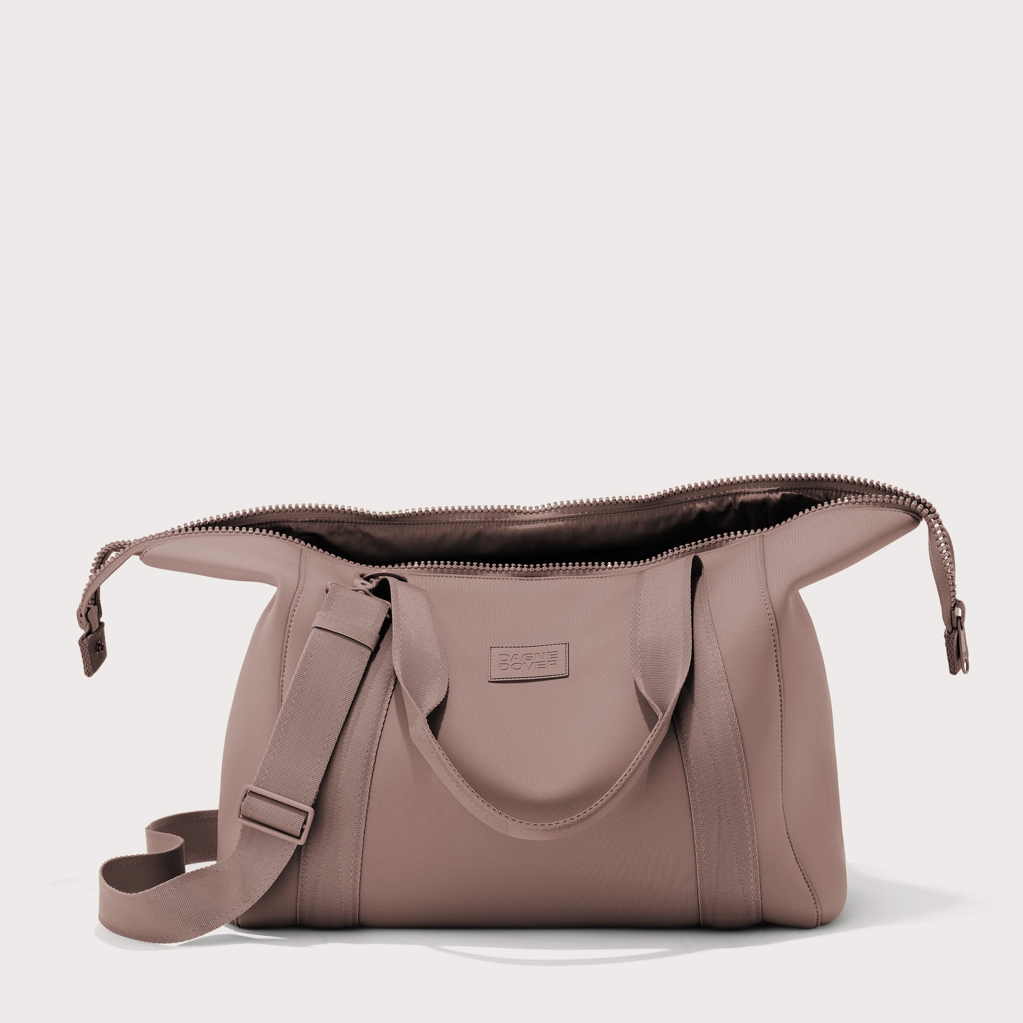 Large Landon Carryall in pink unzipped