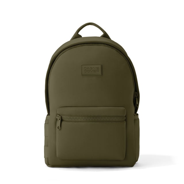 Dagne Dover large Dakota Neoprene Backpack in dark moss.