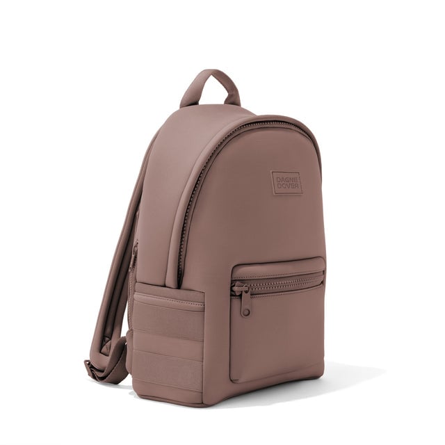 Dagne Dover medium Dakota Neoprene Backpack in pink seen from an angle.