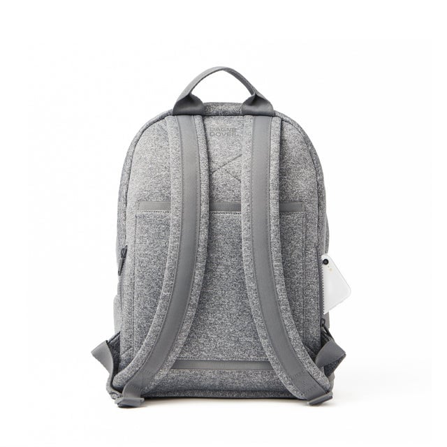 Dagne Dover medium Dakota Neoprene Backpack in grey seen from the back.