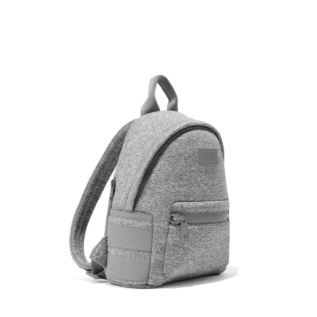 Dagne Dover small Dakota Neoprene Backpack in grey seen from an angle.