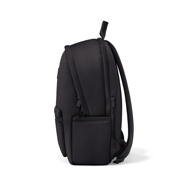 Dagne Dover large Dakota Neoprene Backpack in black seen from the side.
