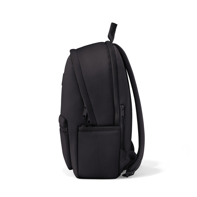 Dagne Dover large Dakota Neoprene Backpack in black seen from the side.