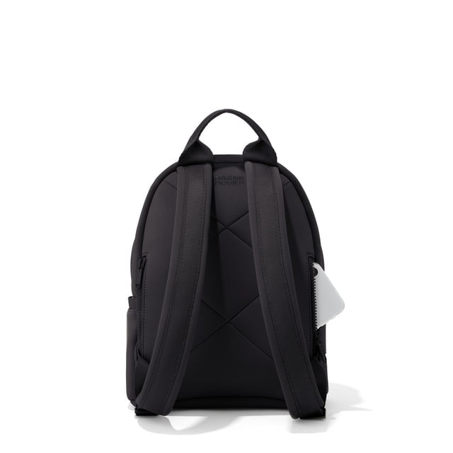 Dagne Dover small Dakota Neoprene Backpack in black seen from the back.