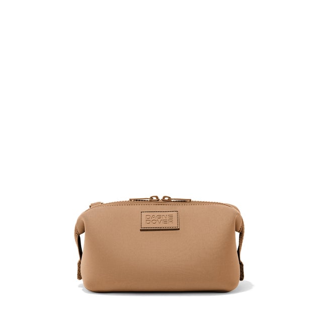 Dagne Dover Small Hunter Toiletry Bag in camel brown.
