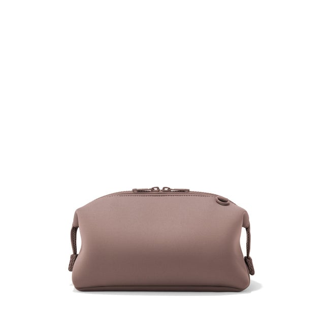Dagne Dover Large Hunter Toiletry Bag in pink seen from the back.