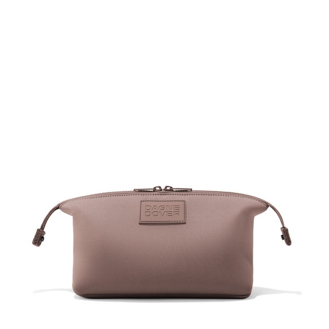 Dagne Dover Large Hunter Toiletry Bag in pink with sides unclipped.