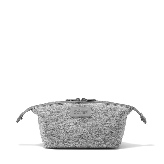 Dagne Dover Small Hunter Toiletry Bag in grey with sides unclipped.