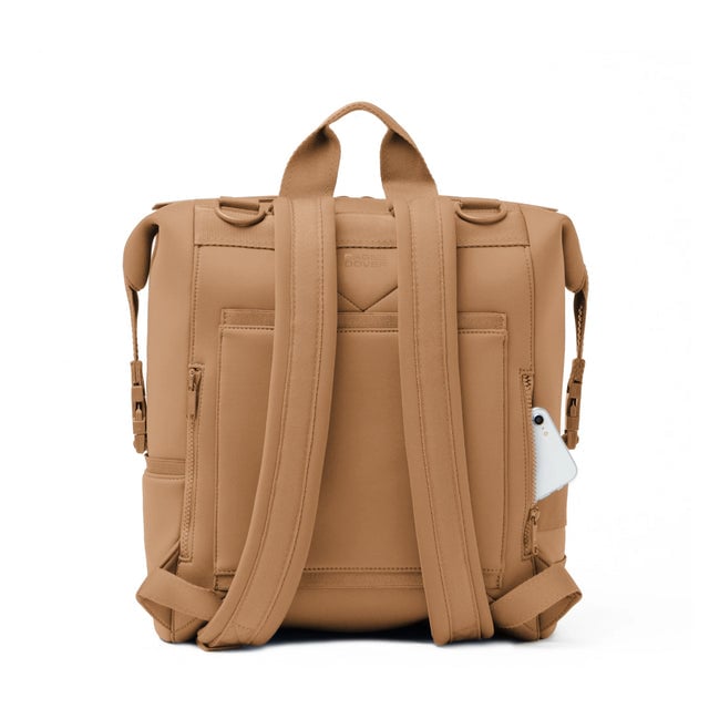 Dagne Dover Large Indi Diaper Backpack in camel brown seen from the back.