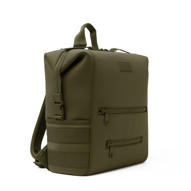 Dagne Dover Large Indi Diaper Backpack in dark green seen from an angle.