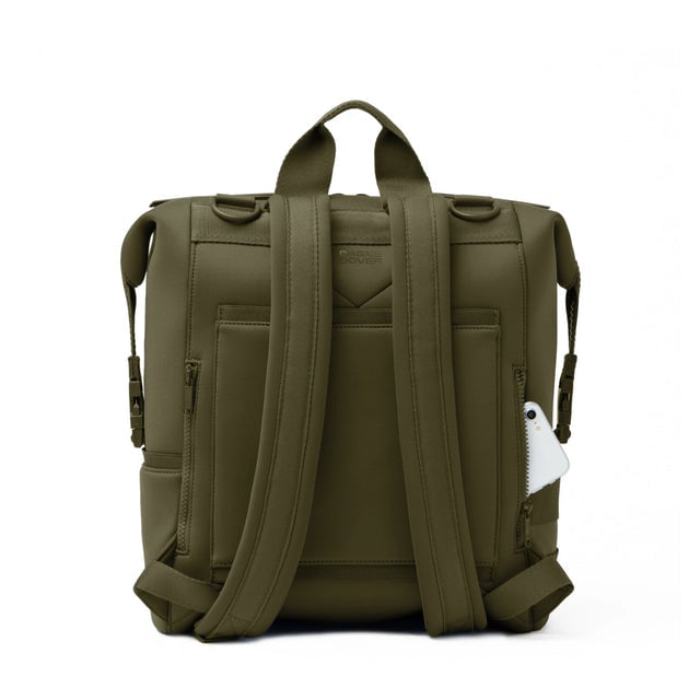 Dagne Dover Large Indi Diaper Backpack in dark green seen from the back.