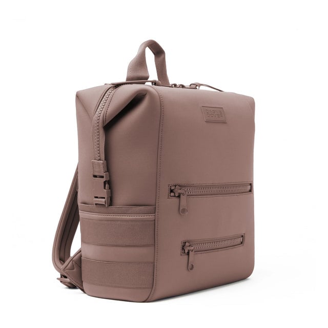 Dagne Dover Large Indi Diaper Backpack in dune pink seen from an angle.
