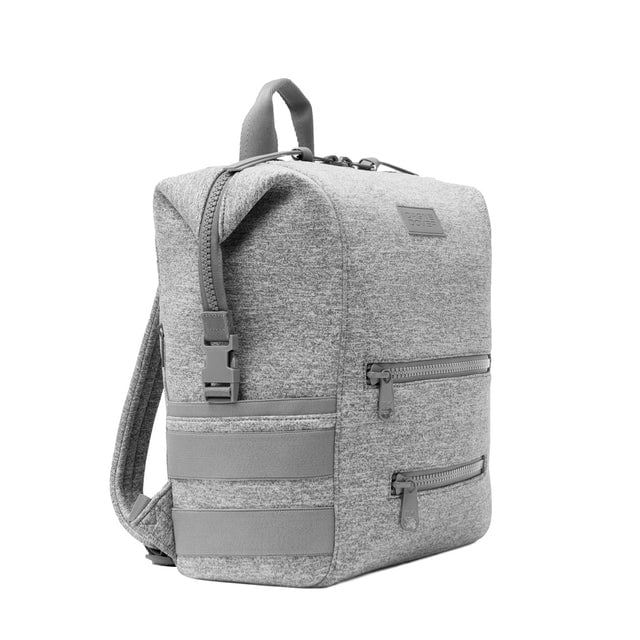 Dagne Dover Large Indi Diaper Backpack in heather grey seen from an angle.