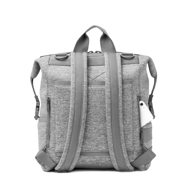 Dagne Dover Large Indi Diaper Backpack in heather grey seen from the back.