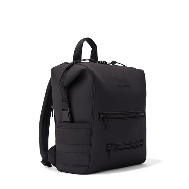 Dagne Dover Medium Indi Diaper Backpack in onyx seen from an angle.