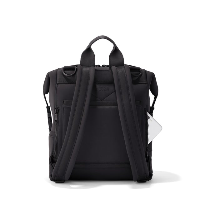 Dagne Dover Medium Indi Diaper Backpack in onyx seen from the back.