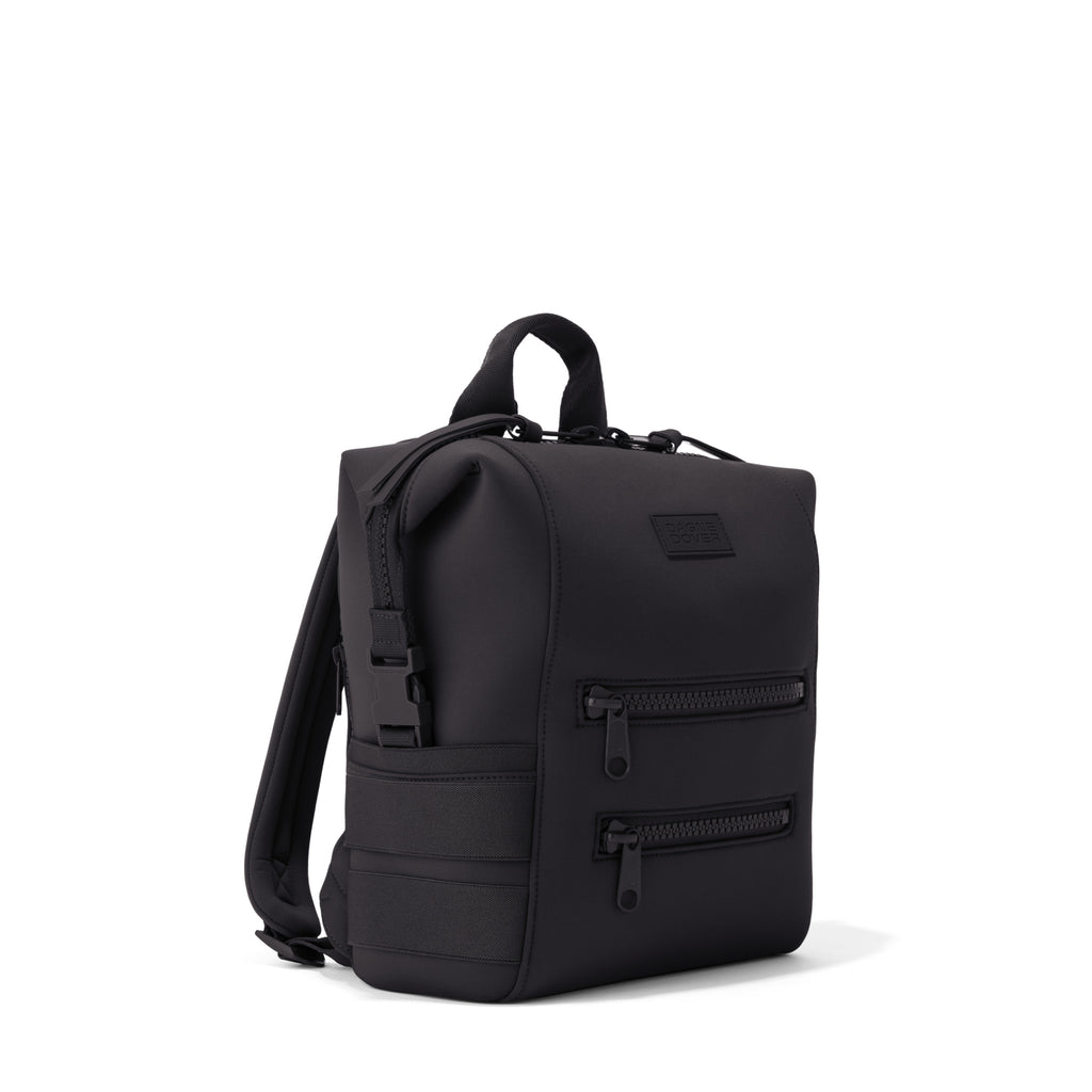 Dagne Dover Small Indi Diaper Backpack in onyx seen from an angle.