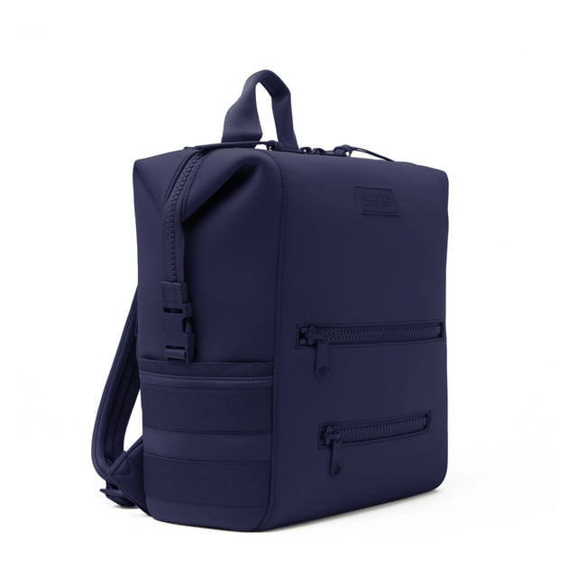 Dagne Dover Large Indi Diaper Backpack in dark blue seen from an angle.