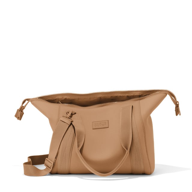 Medium Landon Carryall in camel unzipped
