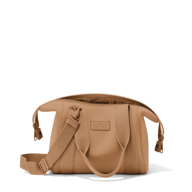 Small Landon Carryall in camel unzipped
