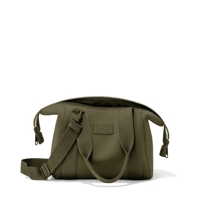 Small Landon Carryall in dark green unzipped