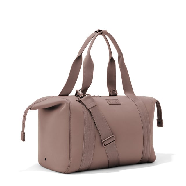 Large Landon Carryall in pink with zippers unbuckled