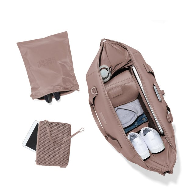 Extra Large Landon Carryall in pink unzipped, top down view